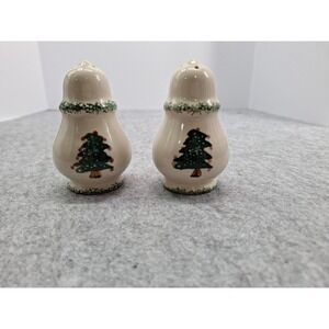 Vintage 1996 Hermitage Pottery Christmas Tree Salt and Pepper Shakers Set